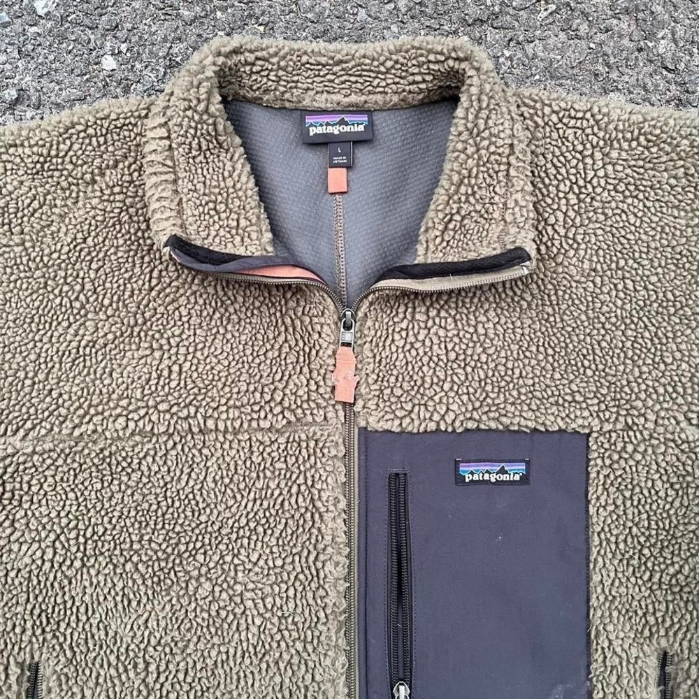 1990s Moss Green Patagonia Deep Pile Zip Up Fleece size L